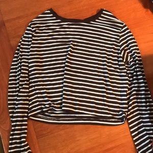 Cotton On Brown and White Striped Long Sleeve Tee